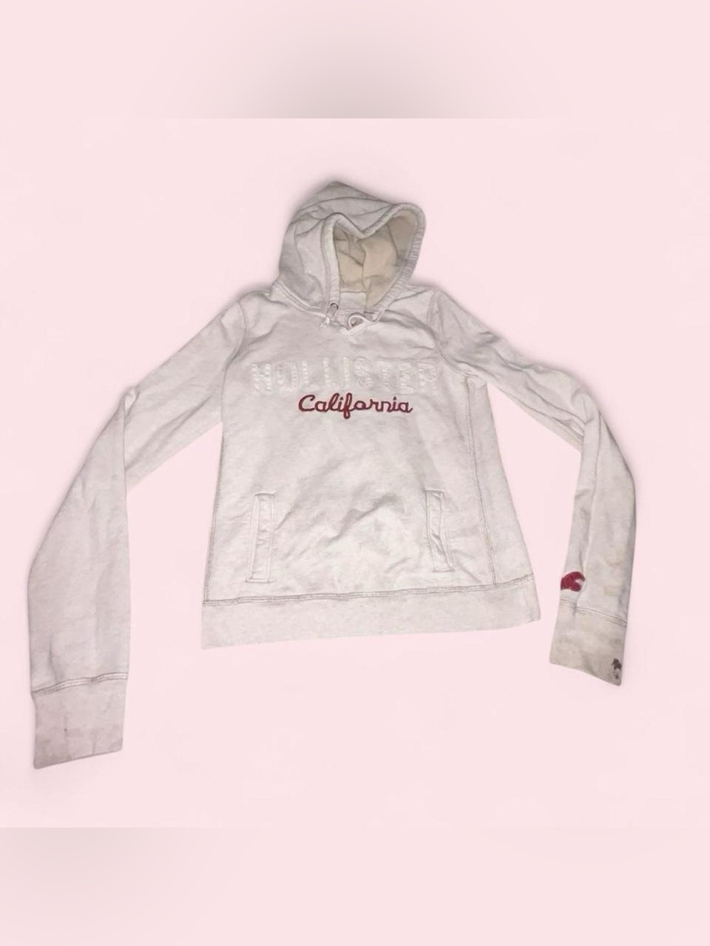 Hollister Cream Pullover Hoodie with Red 'California' Script